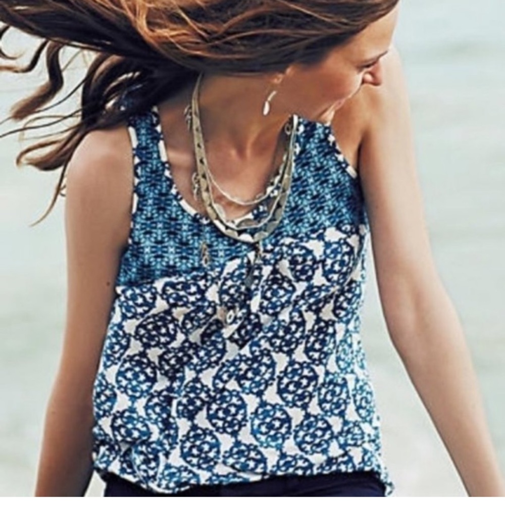 WESTON Blue Printed Tank Top Womens Medium